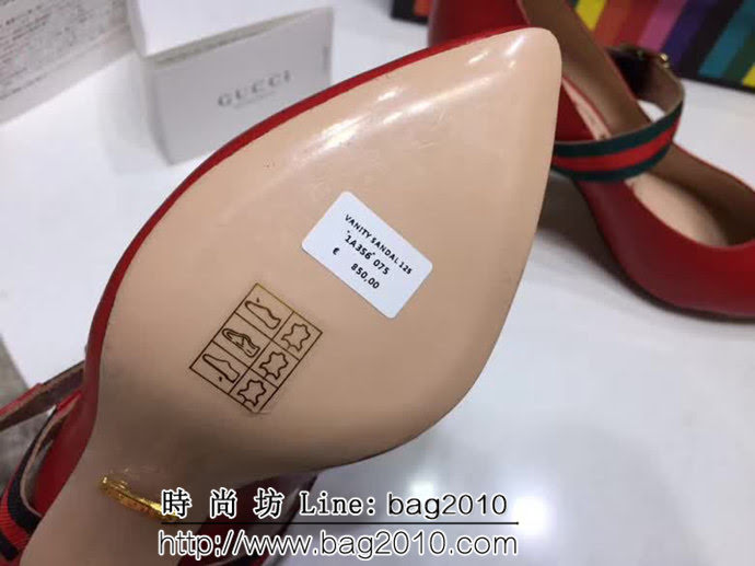 GUCCI古馳 2019春款 女士高跟單皮鞋 紅色 QZS1094